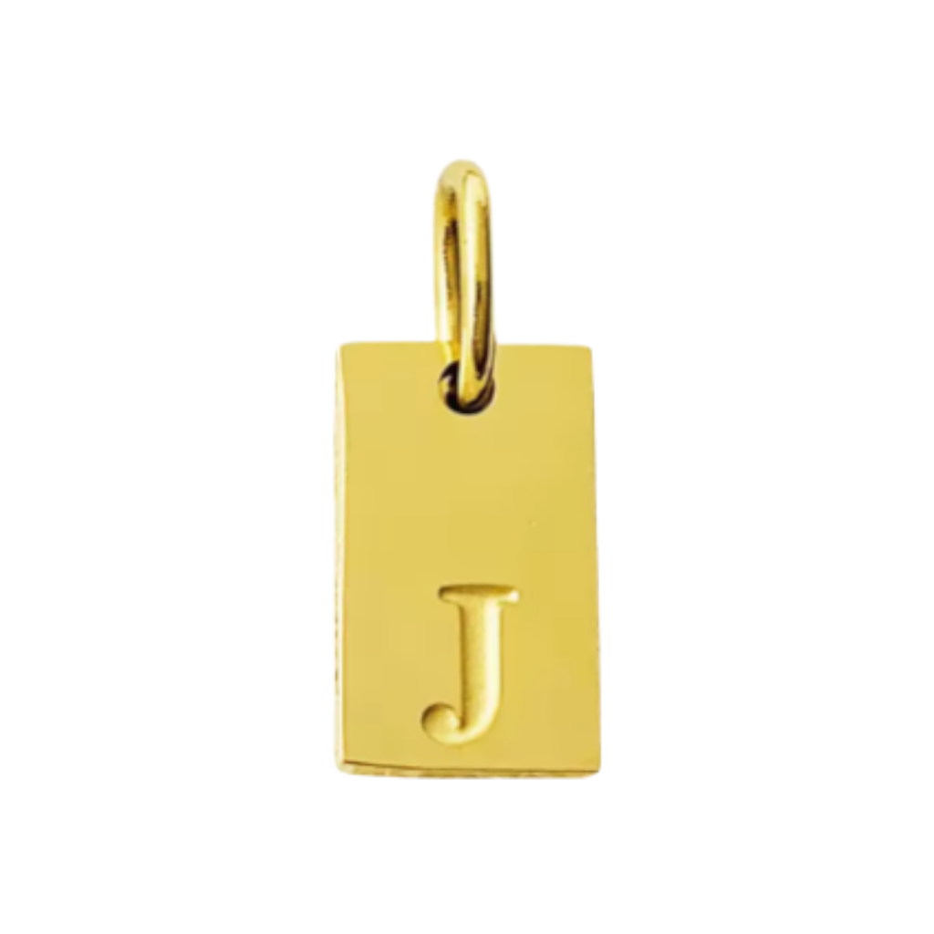 Small Gold Rectangle Stamped Initial Collection