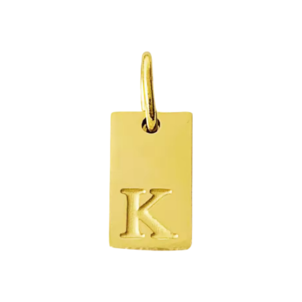 Small Gold Rectangle Stamped Initial Collection