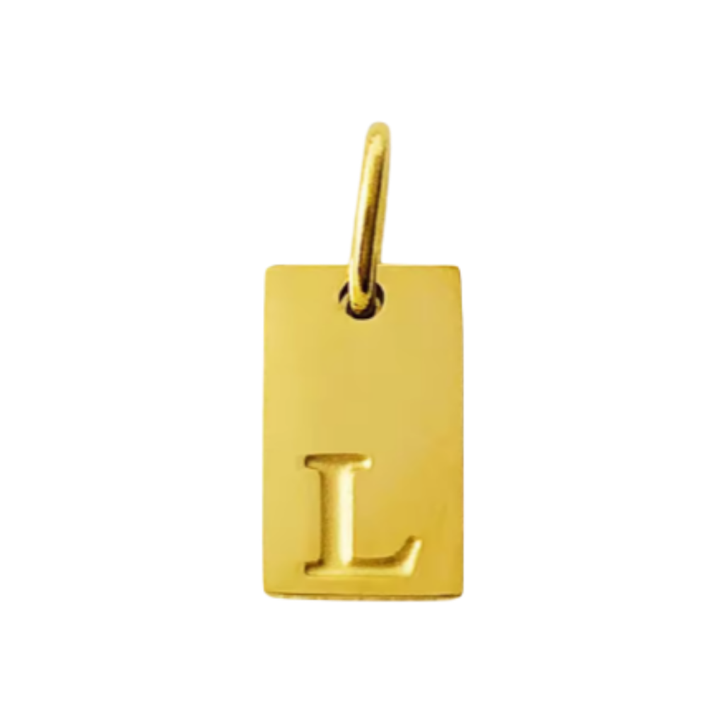 Small Gold Rectangle Stamped Initial Collection