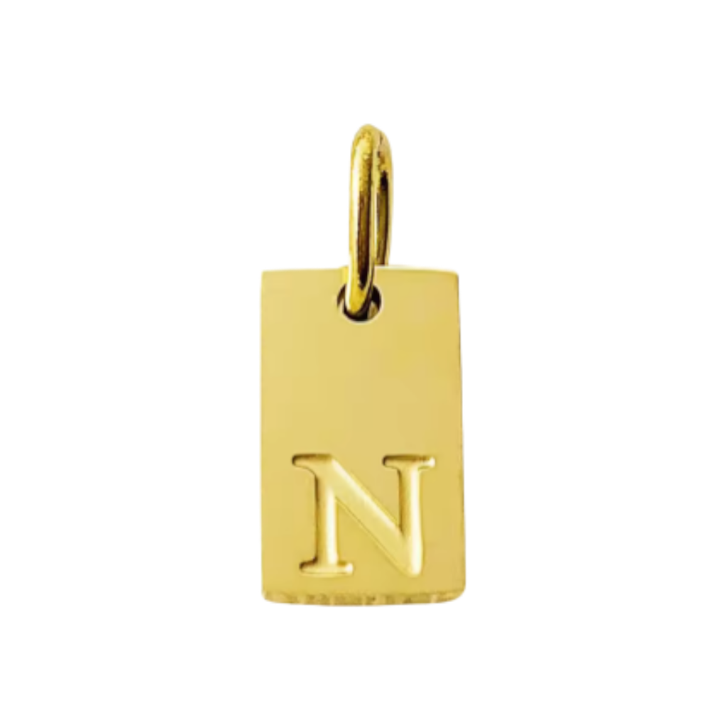 Small Gold Rectangle Stamped Initial Collection