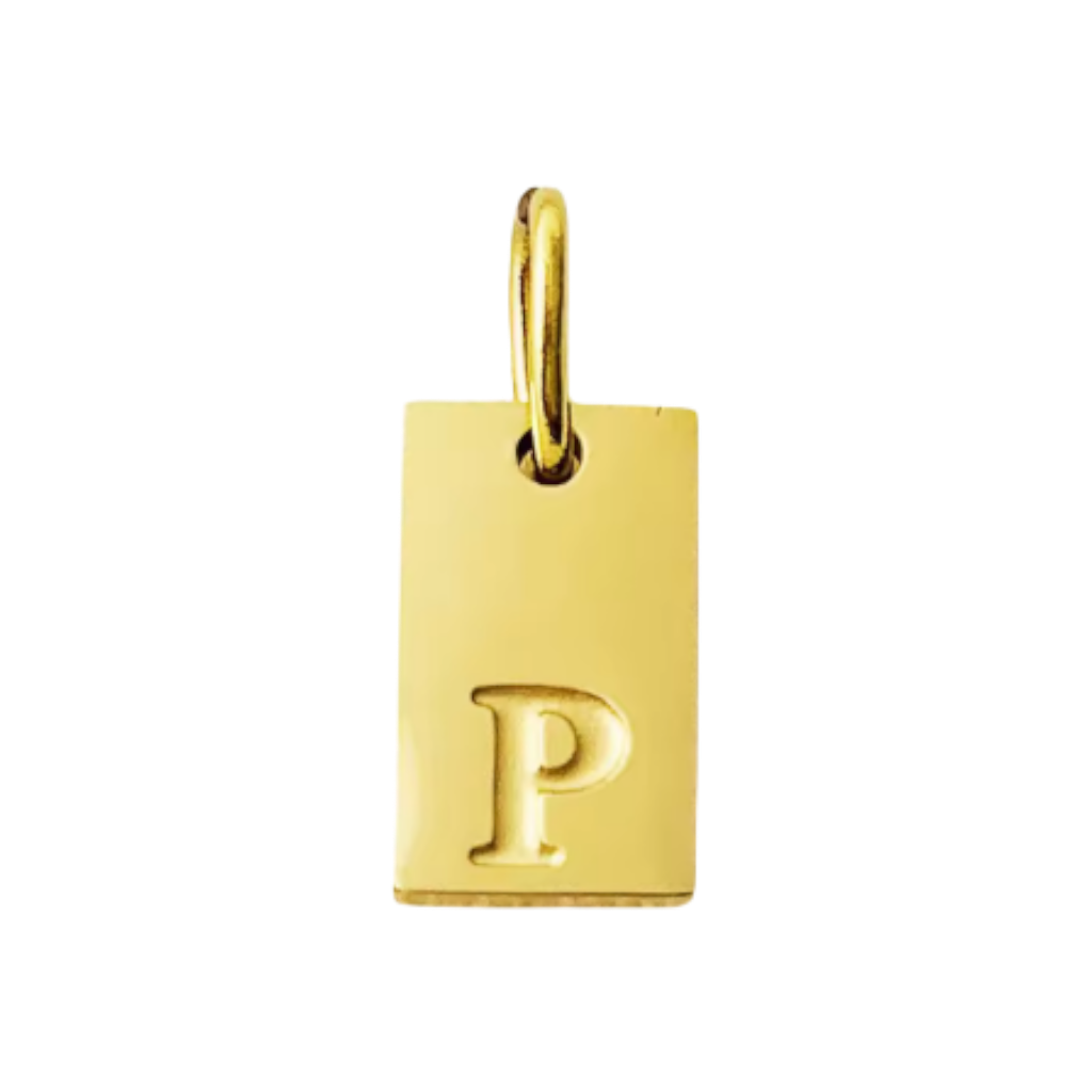 Small Gold Rectangle Stamped Initial Collection