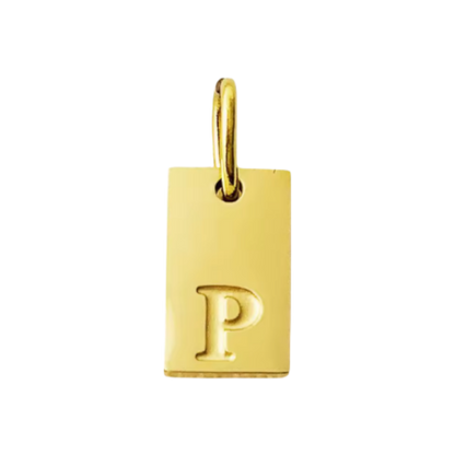 Small Gold Rectangle Stamped Initial Collection