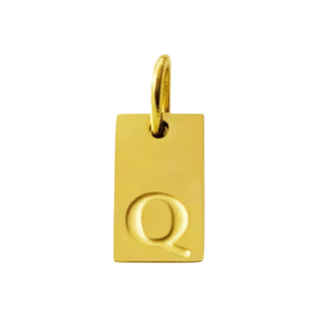 Small Gold Rectangle Stamped Initial Collection