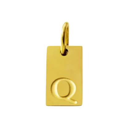 Small Gold Rectangle Stamped Initial Collection