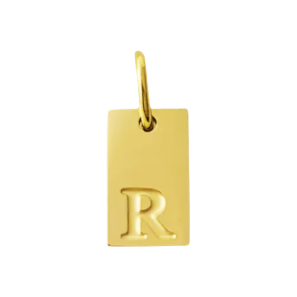 Small Gold Rectangle Stamped Initial Collection