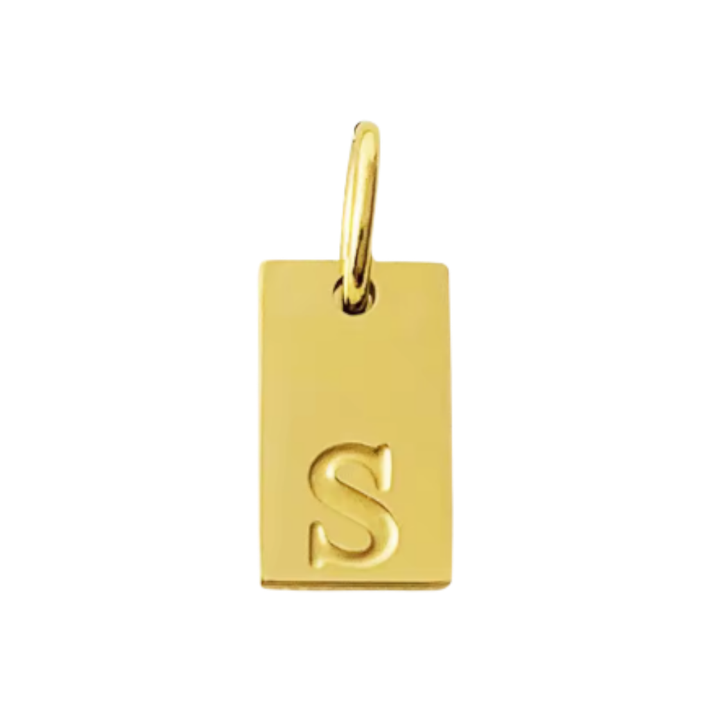 Small Gold Rectangle Stamped Initial Collection