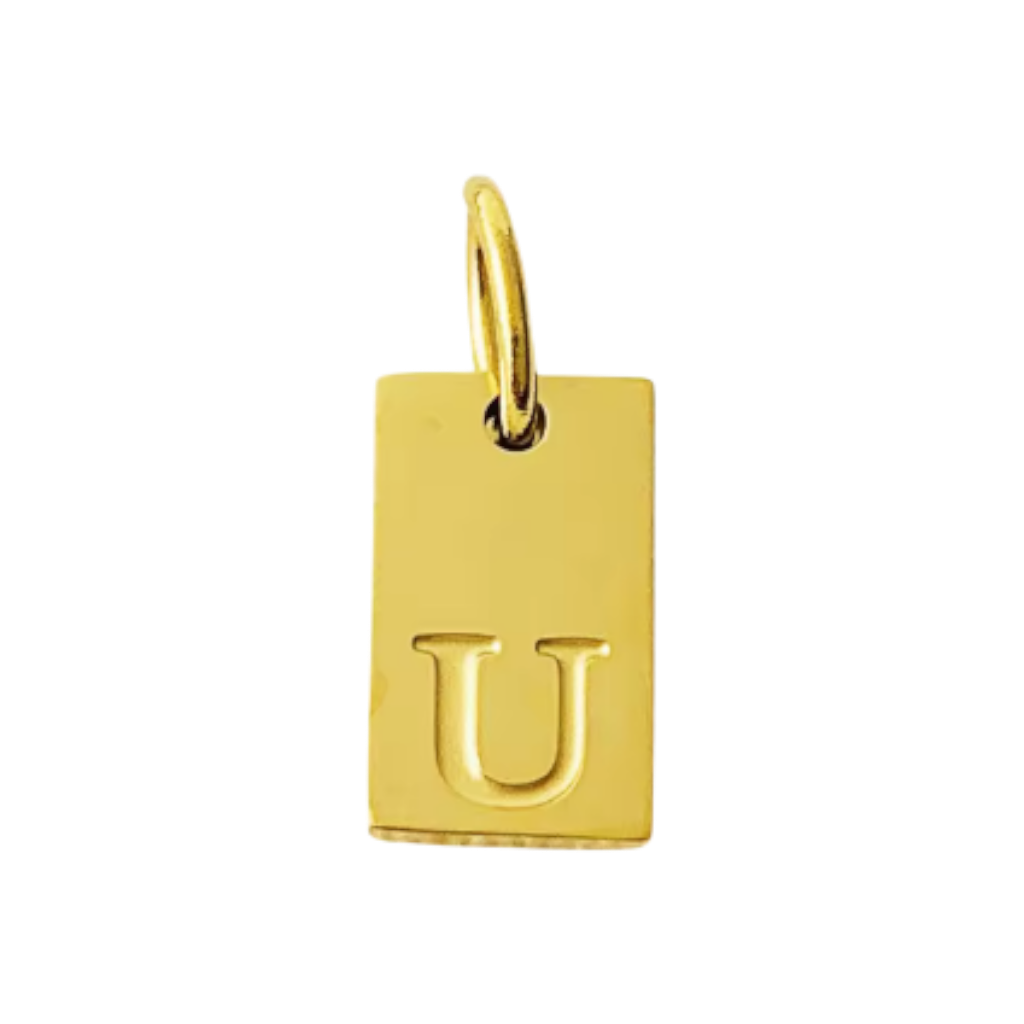 Small Gold Rectangle Stamped Initial Collection