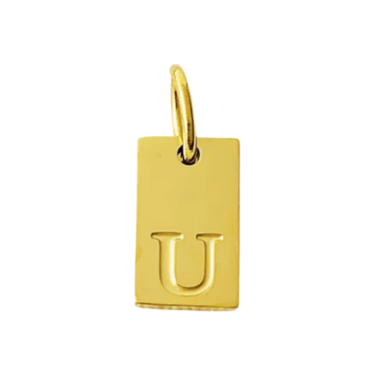 Small Gold Rectangle Stamped Initial Collection
