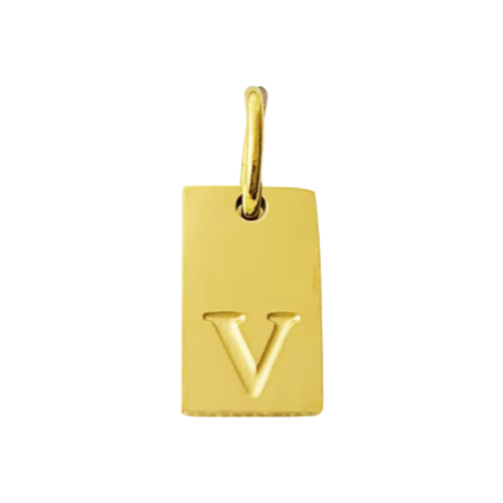 Small Gold Rectangle Stamped Initial Collection