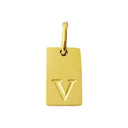 Small Gold Rectangle Stamped Initial Collection
