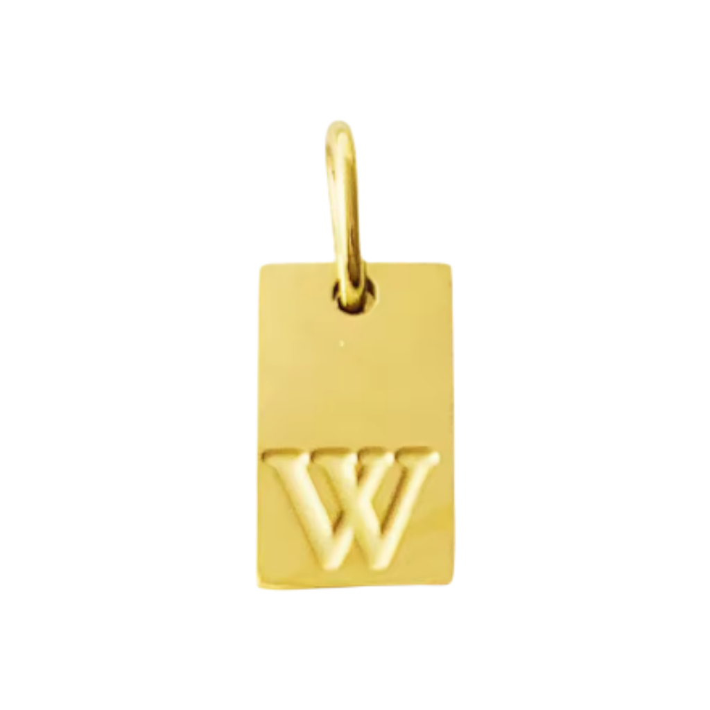 Small Gold Rectangle Stamped Initial Collection