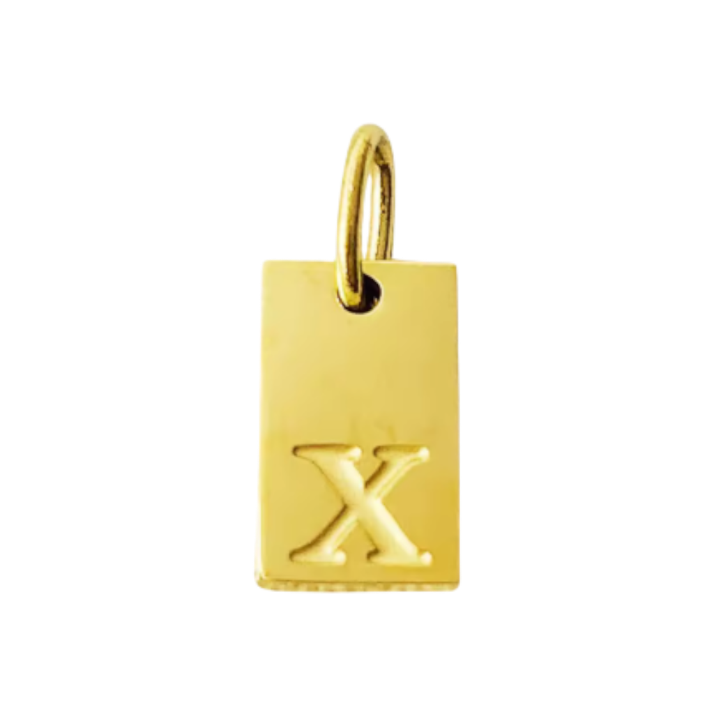 Small Gold Rectangle Stamped Initial Collection