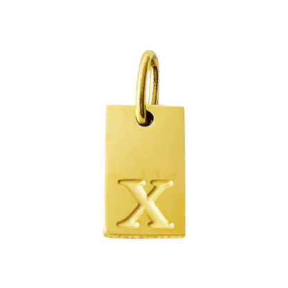 Small Gold Rectangle Stamped Initial Collection