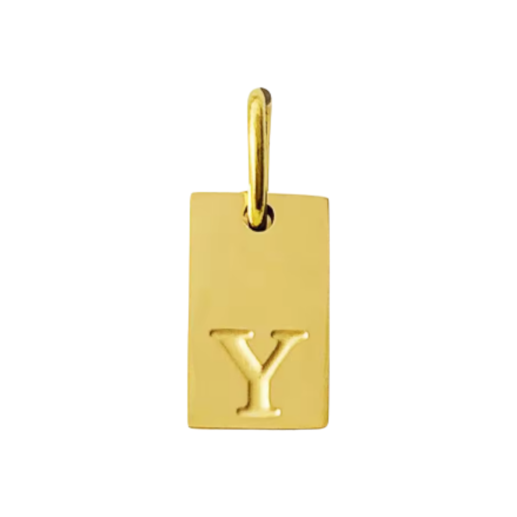 Small Gold Rectangle Stamped Initial Collection