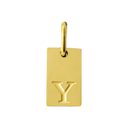 Small Gold Rectangle Stamped Initial Collection