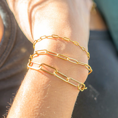 2.5mm Gold Paperclip Chain Bracelet