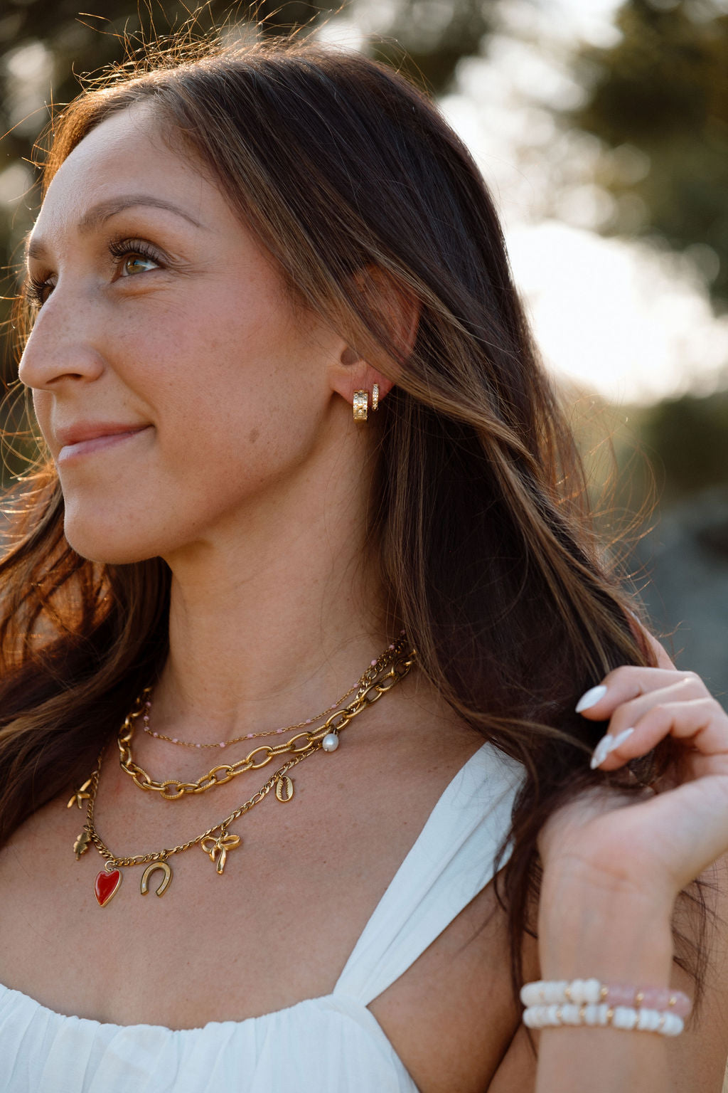 Gold CZ Checkered Huggie Earrings