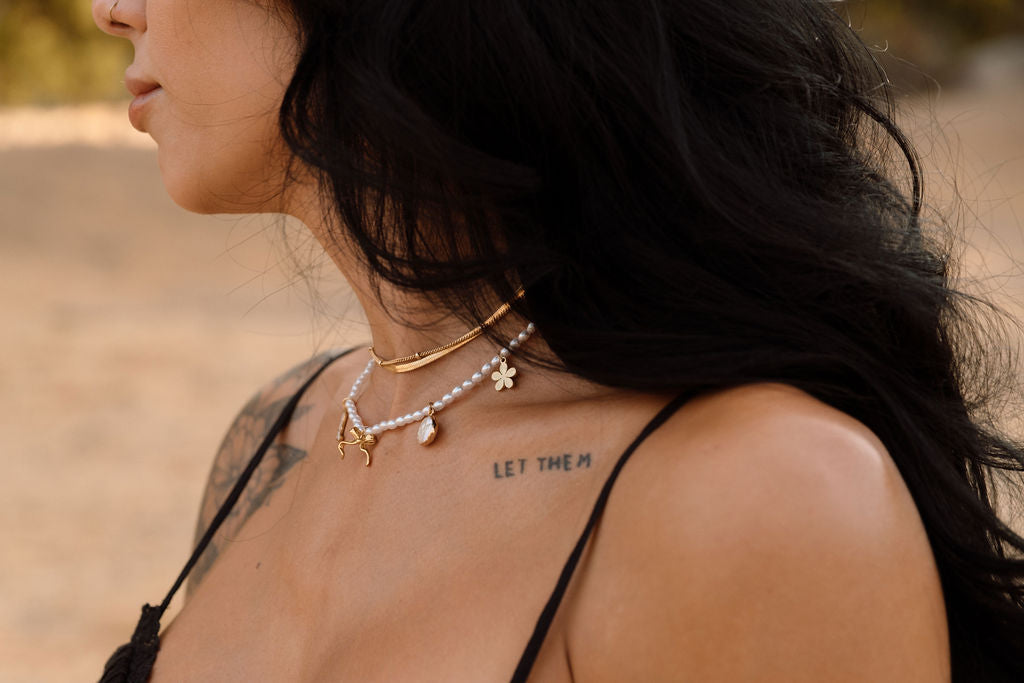 Gold Herringbone Chain Necklace