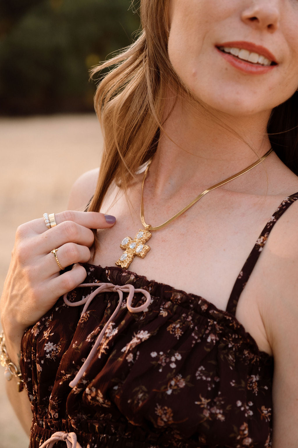 Gold Herringbone Chain Necklace