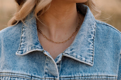 2.5mm Gold Paperclip Chain Necklace