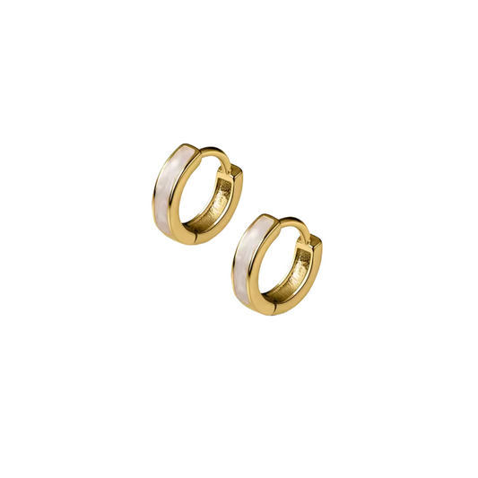 Gold Mother of Pearl Huggies