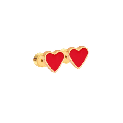 Gold Pink Heart Flat Back Studs