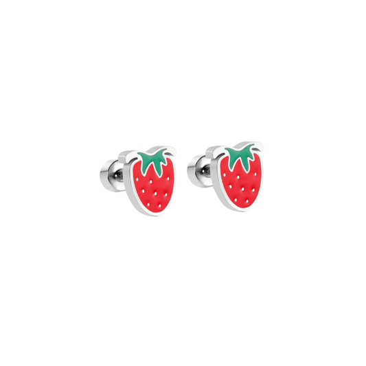 Silver Strawberry Flat Back Studs