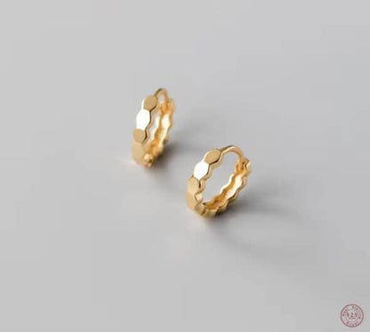 Small Gold Honeycomb Huggie Hoop Earrings