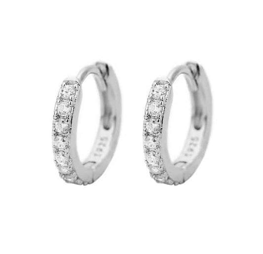 Silver CZ Hoop Earrings