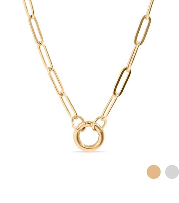 Silver Paperclip Charm Keeper Necklace