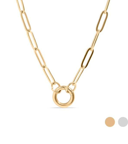 Silver Paperclip Charm Keeper Necklace