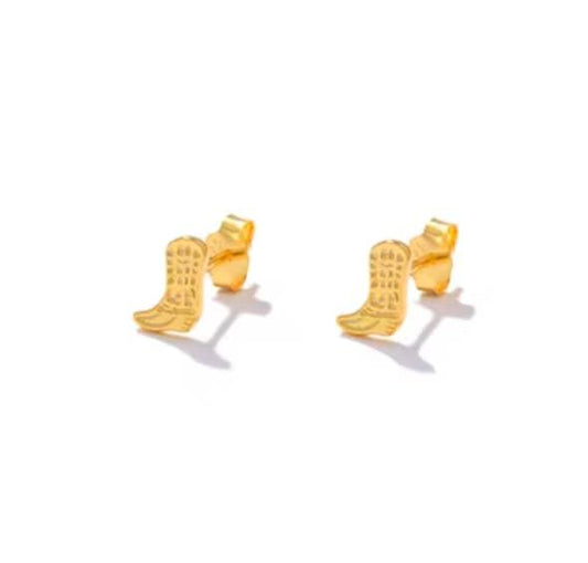 Gold Cowboy Boot Earrings