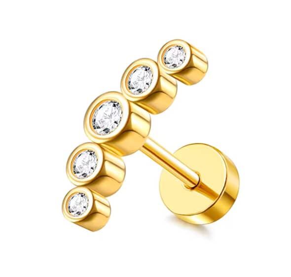 Gold CZ Single Earring