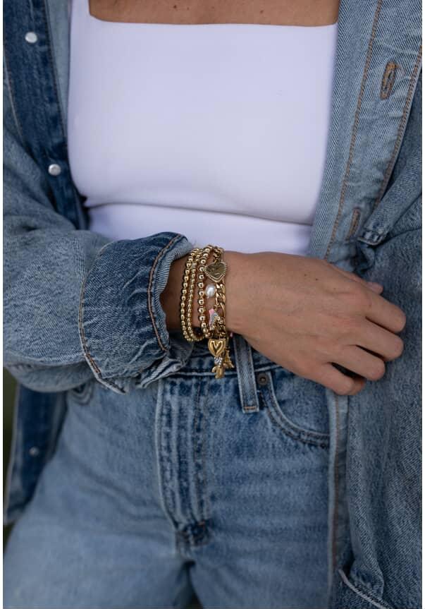 Gold Beaded Stretch Bracelet