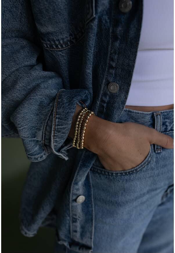 Gold Beaded Stretch Bracelet