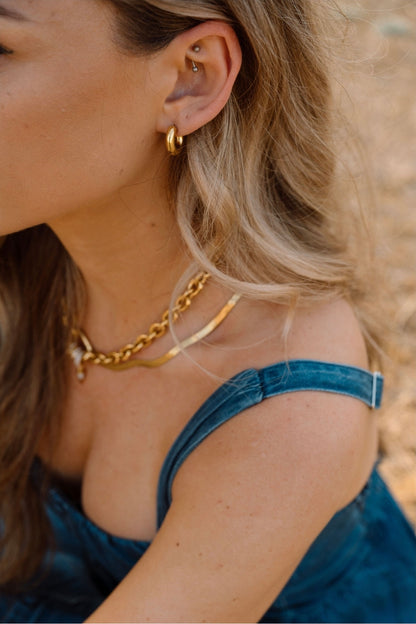 Gold Herringbone Chain Necklace