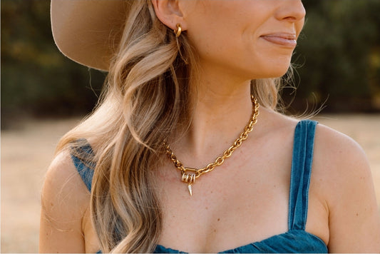 Gold Chunky Necklace with Carabiner