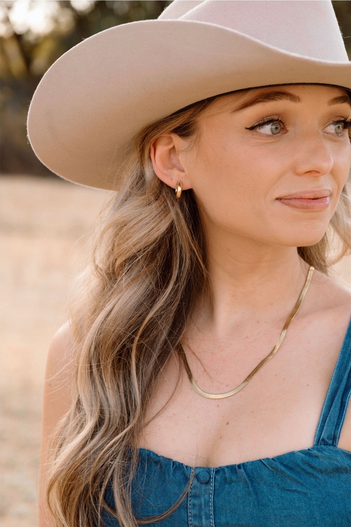 Gold Herringbone Chain Necklace