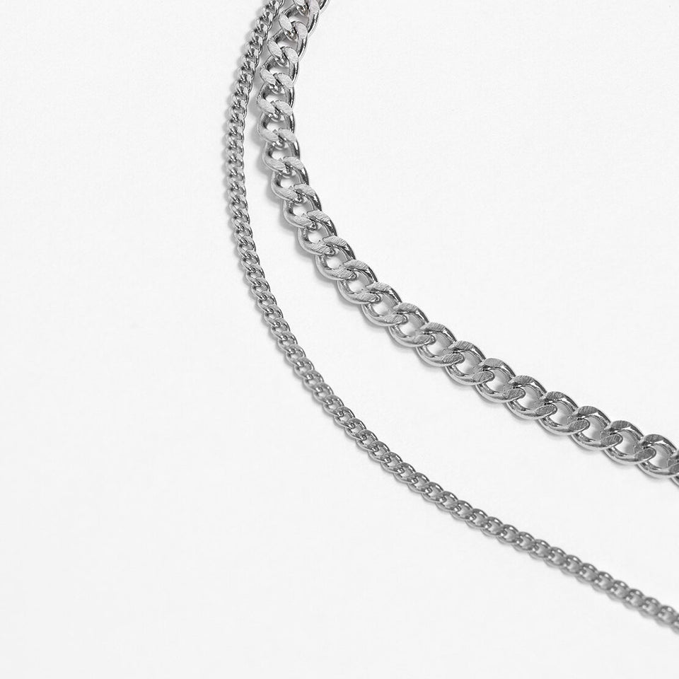 Silver Diamond Cut Curb Chain Necklace