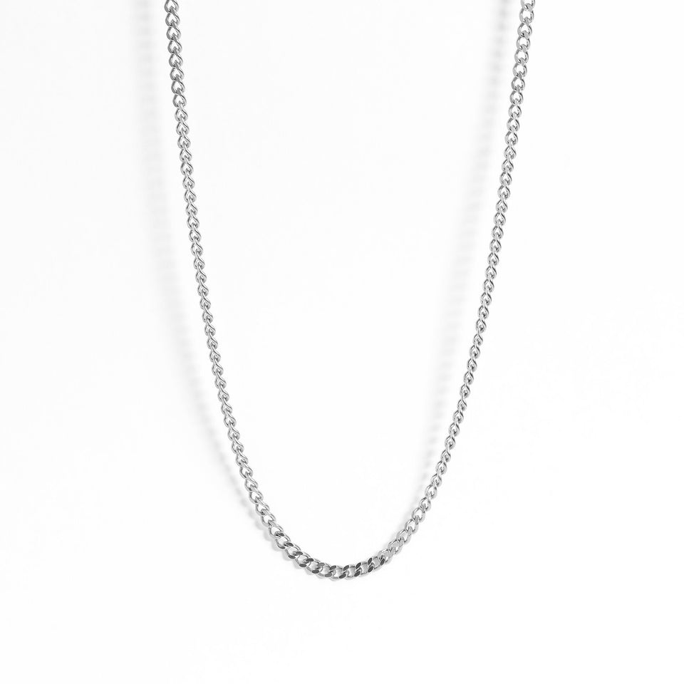 Silver Diamond Cut Curb Chain Necklace