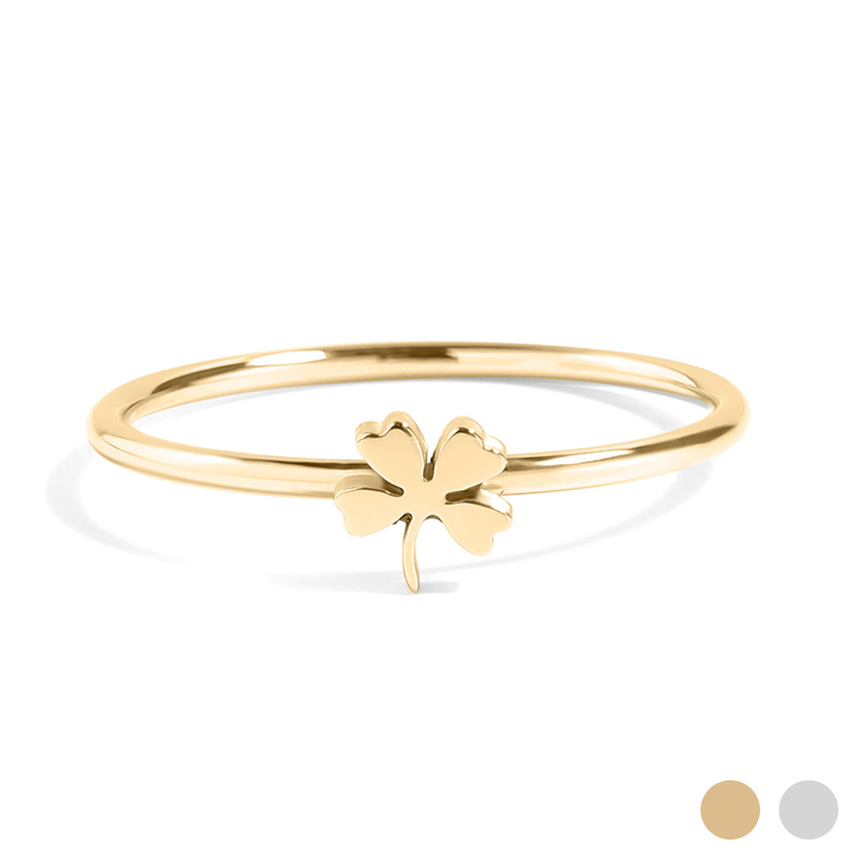 Silver Four Leaf Clover Symbol Ring