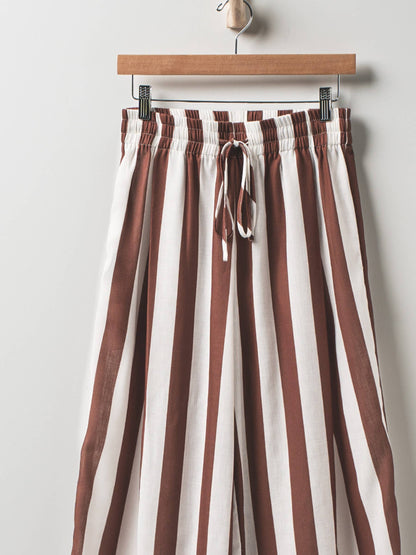 Breezy Linen-Blend Striped Wide-Leg Pants: GREEN / S-2/M-2/L-2