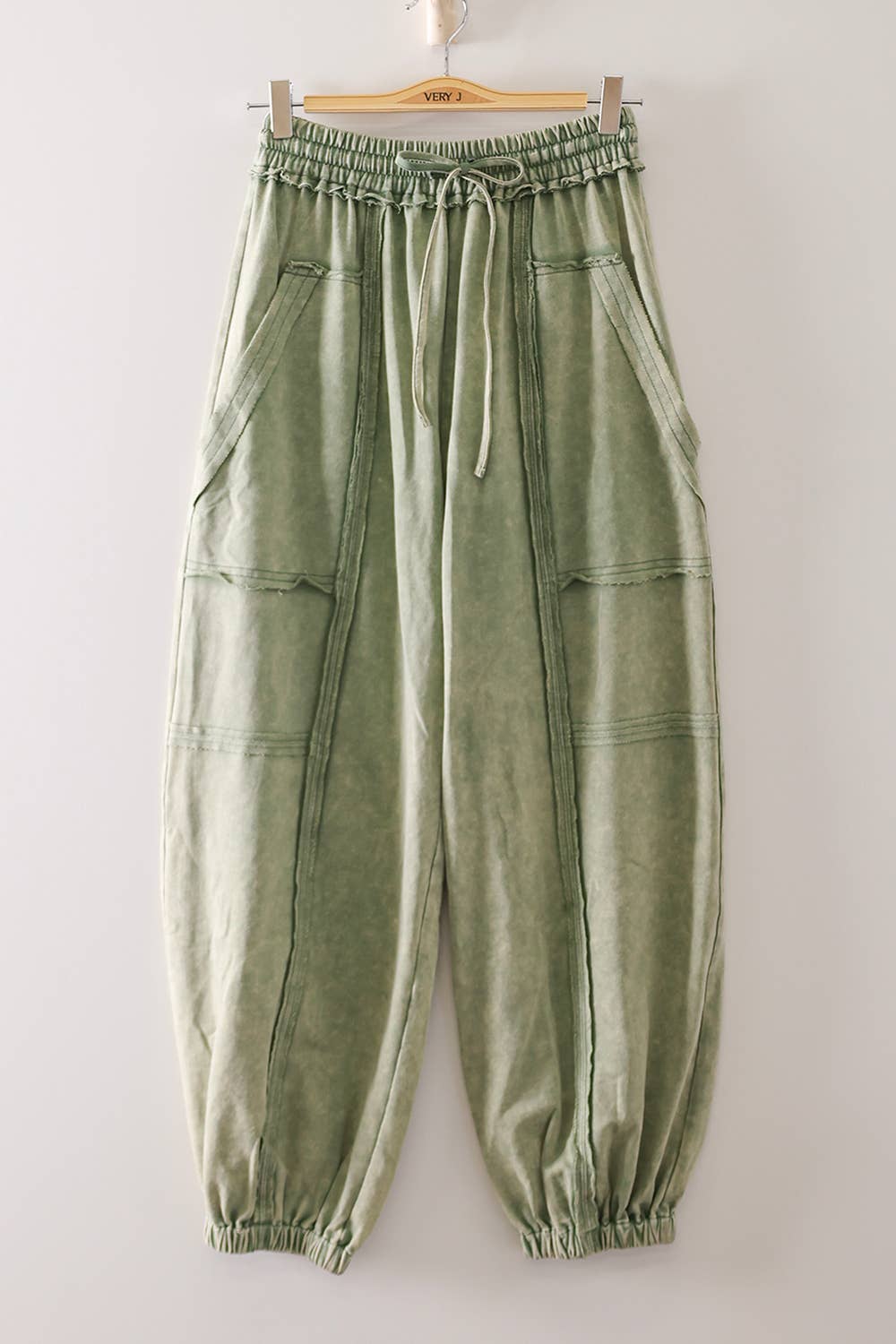 NP71148-Vintage Wash Cargo Jogger Pants: DENIM / S-M-L/2-2-2