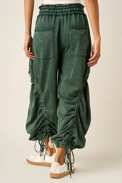 WASHED FRENCH TERRY DROP POCKET BALLOON PANTS: CAMEL / S-M-L(2-2-2)