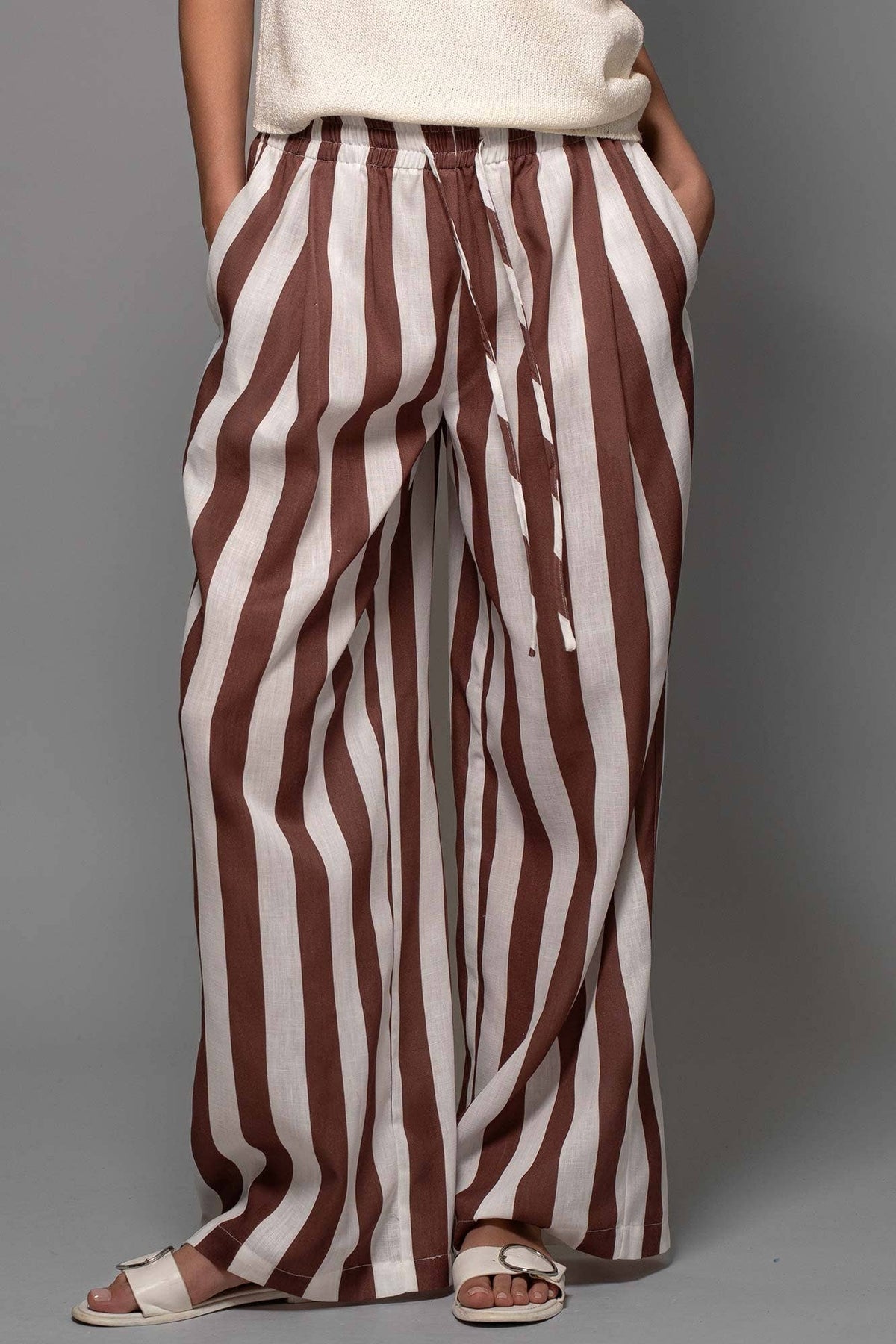 Breezy Linen-Blend Striped Wide-Leg Pants: GREEN / S-2/M-2/L-2