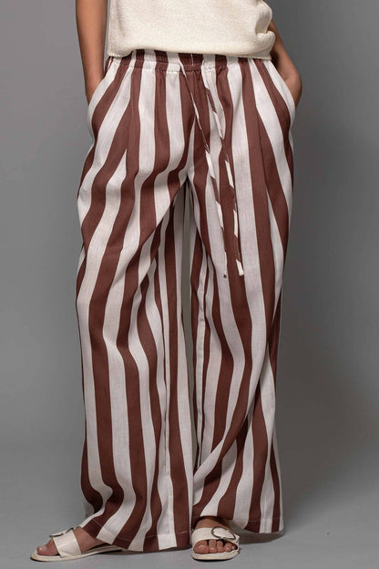 Breezy Linen-Blend Striped Wide-Leg Pants: GREEN / S-2/M-2/L-2