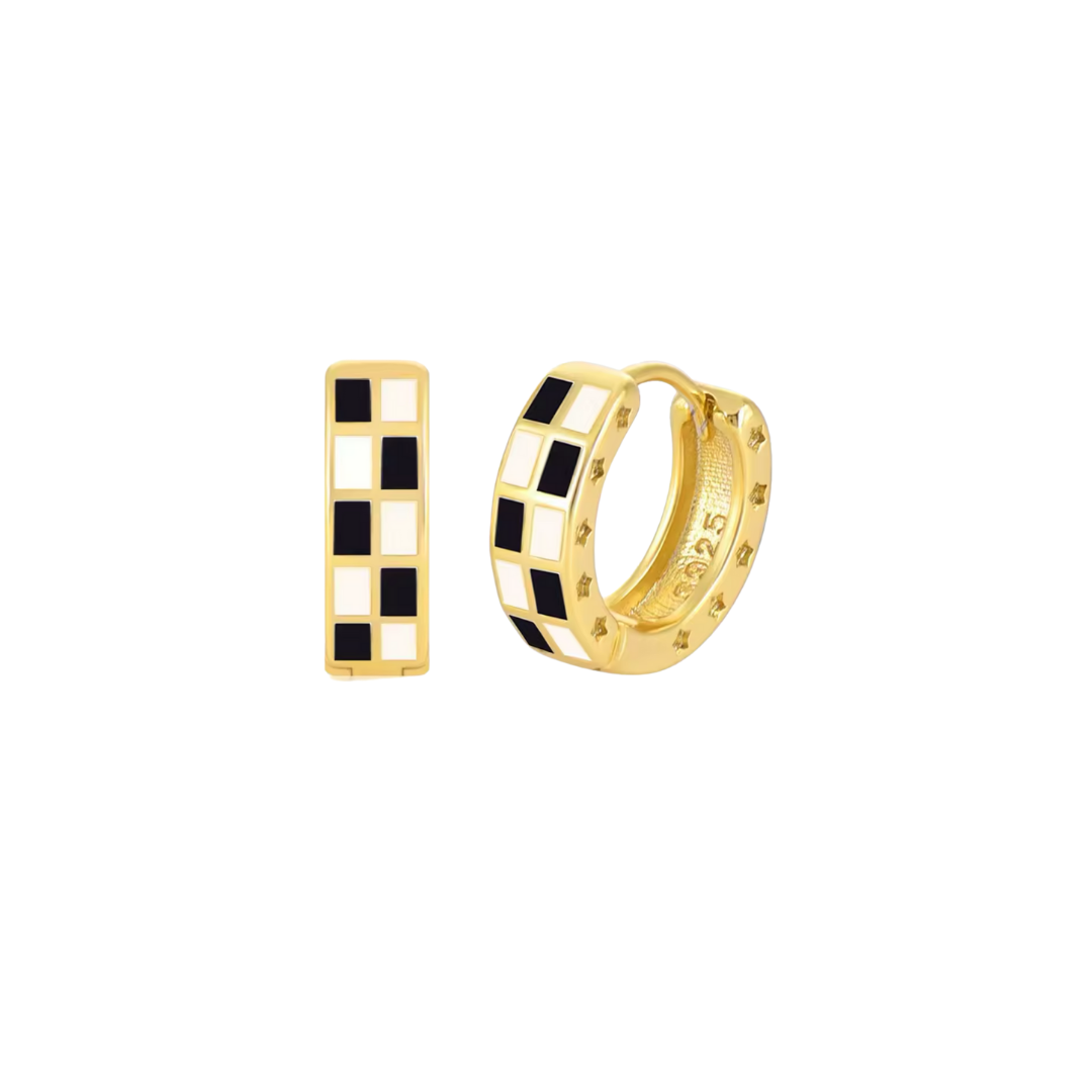 Gold Filled Checkered Huggies