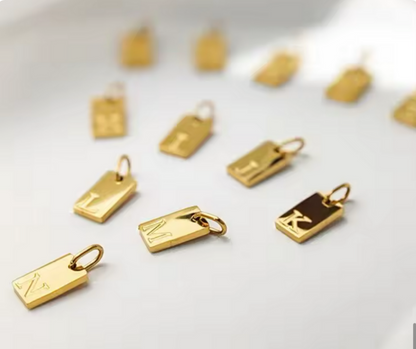Small Gold Rectangle Stamped Initial Collection
