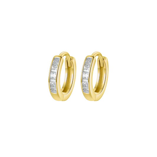Gold Huggie CZ Earrings