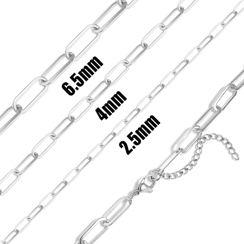 2.5mm Silver Paperclip Chain Necklace